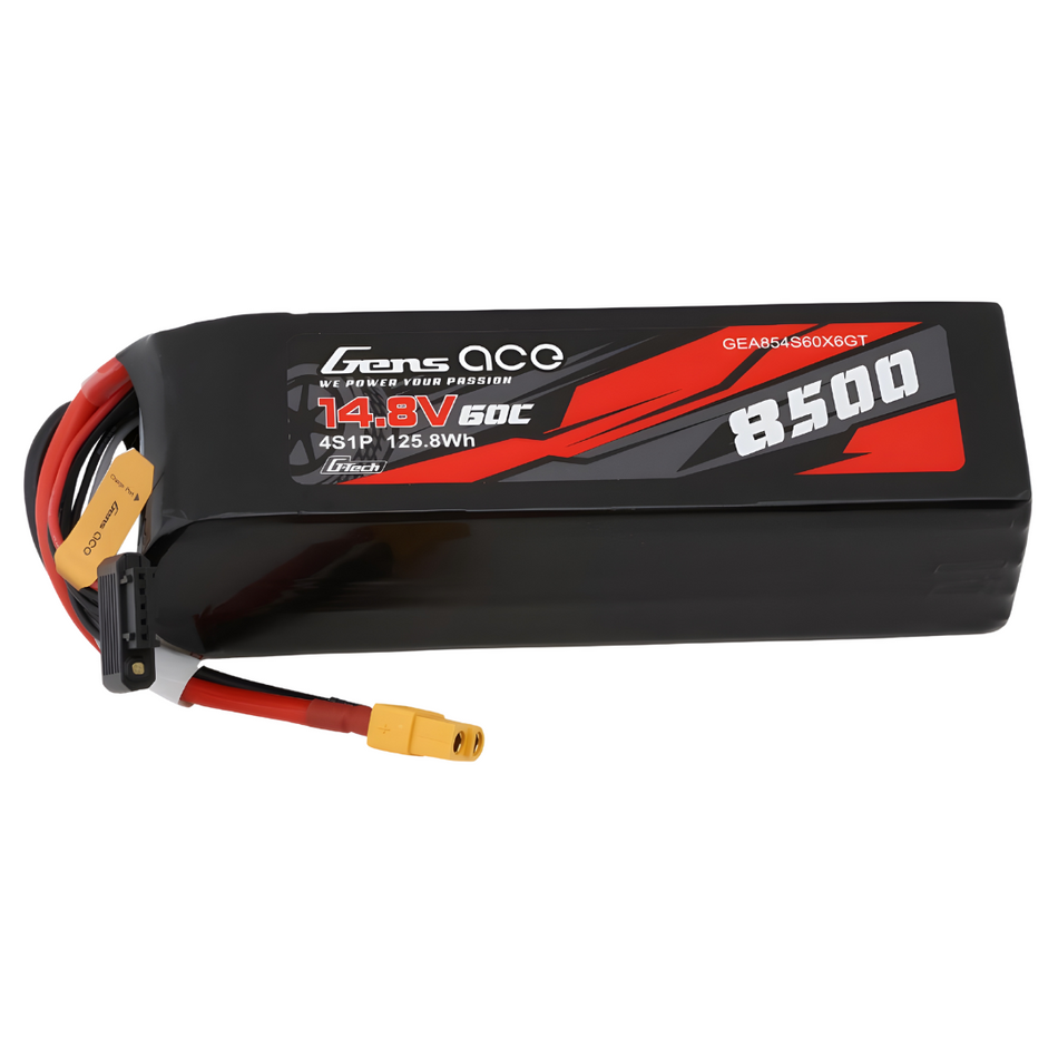 Gens Ace G-Tech Smart 4S 14.8V 8500mAh Lipo Battery w/ XT60 Plug GEA854S60X6GT