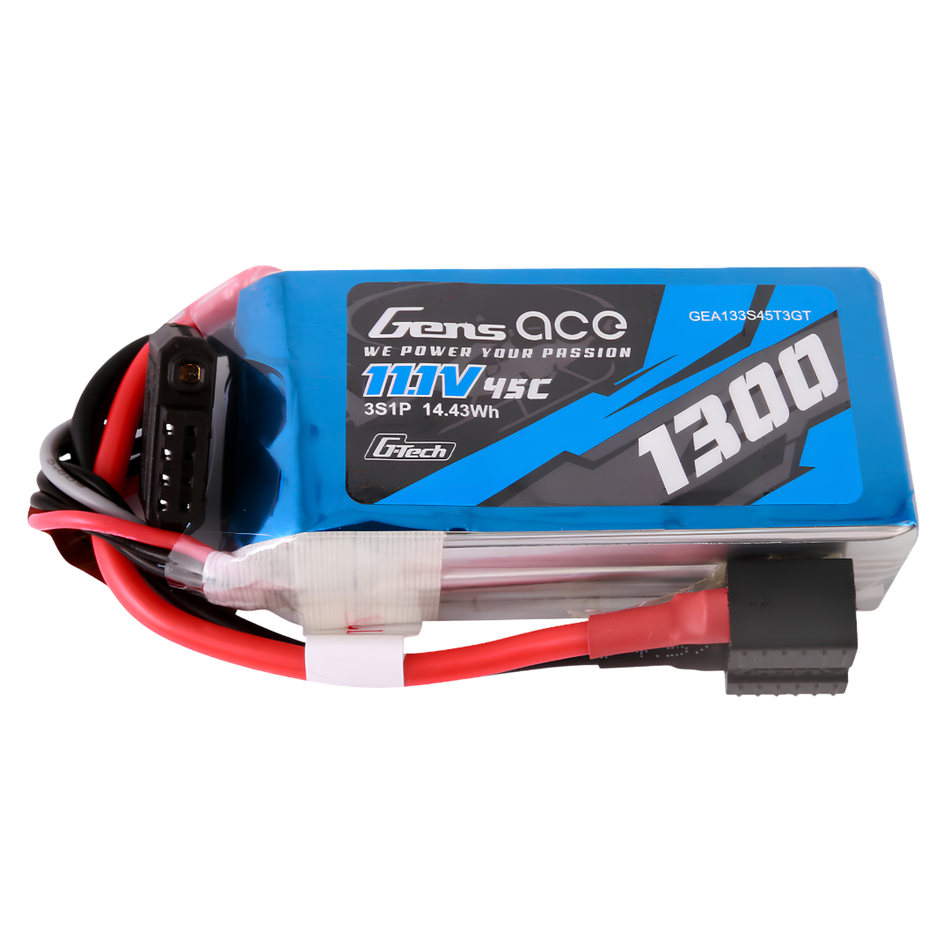 Gens ace 1300mAh 3S 45C 11.1V G-Tech LiPo Battery Universal GEA133S45T3GT