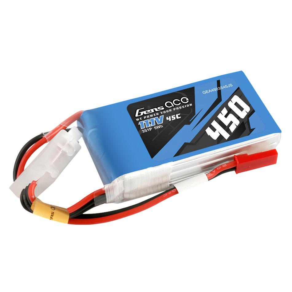 Gens ace 450mAh 3S 45C 11.1V LiPo Battery JST-SYP GEA4503S45JS