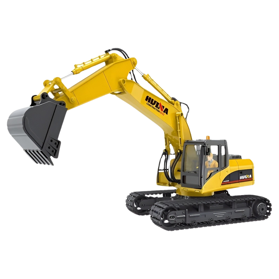 Huina 1535 RTR RC Excavator 1/14 Scale Yellow with Rock Breaker Grabber HN1535-1