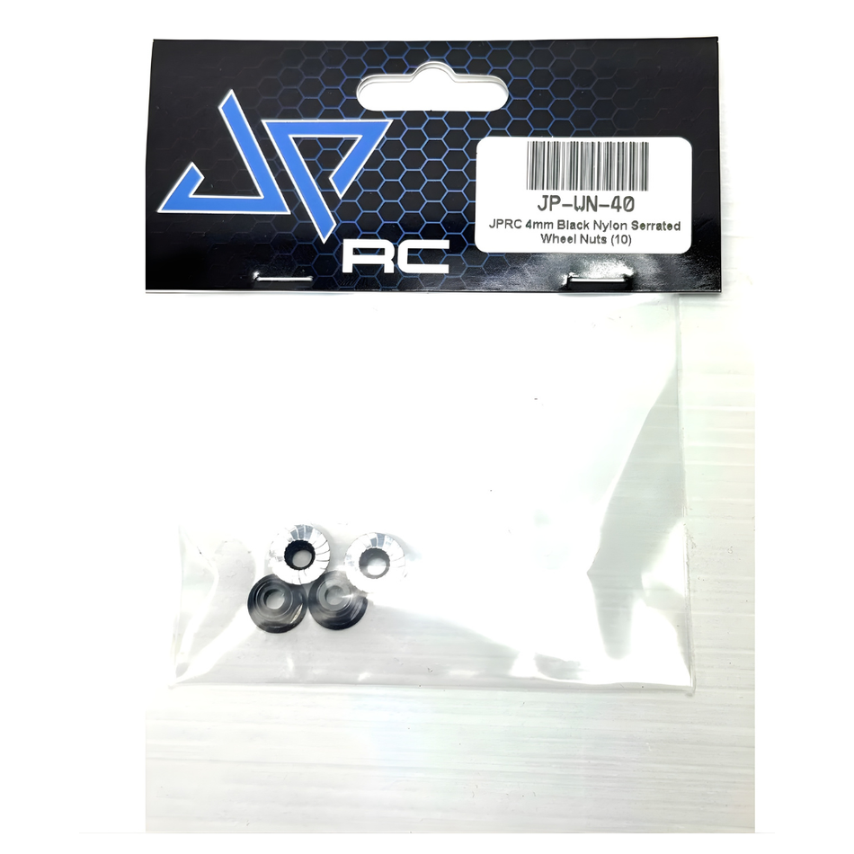 JPRC 4mm Nylon Serrated Wheel Nuts Black 10pcs JP-WN-40