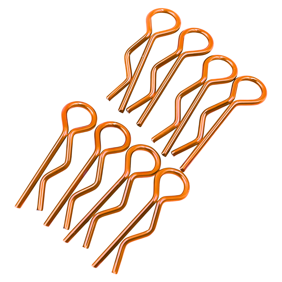 JPRC RC Car Body Shell Clips Bent Tab 1/10th Scale Fluro Orange JPBC10FO