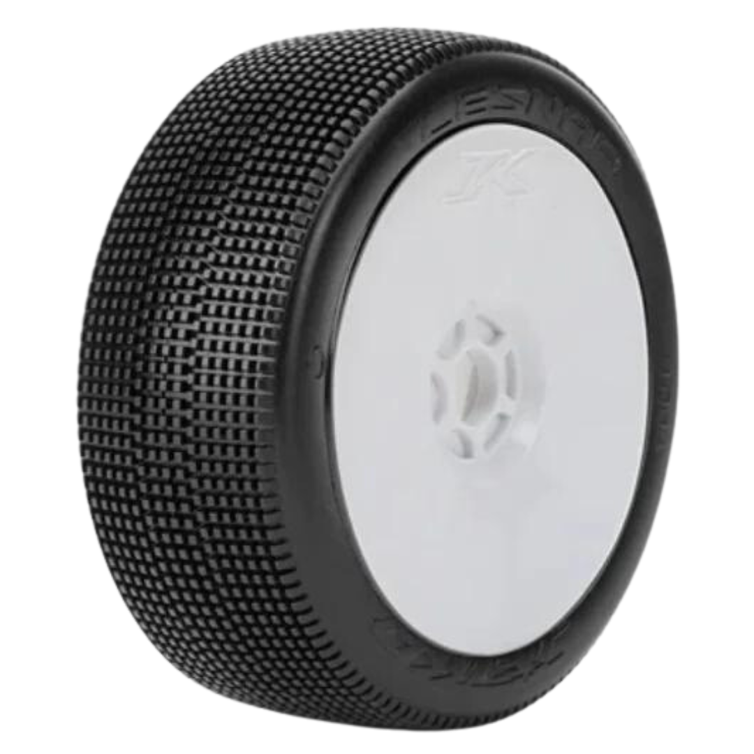 Lot 2 Pneus RC 1/8 Avec Jantes ABS – Hex 17 Mm, Diamètre 100 Mm, Largeur 41 Mm – Blanc/Noir/Orange