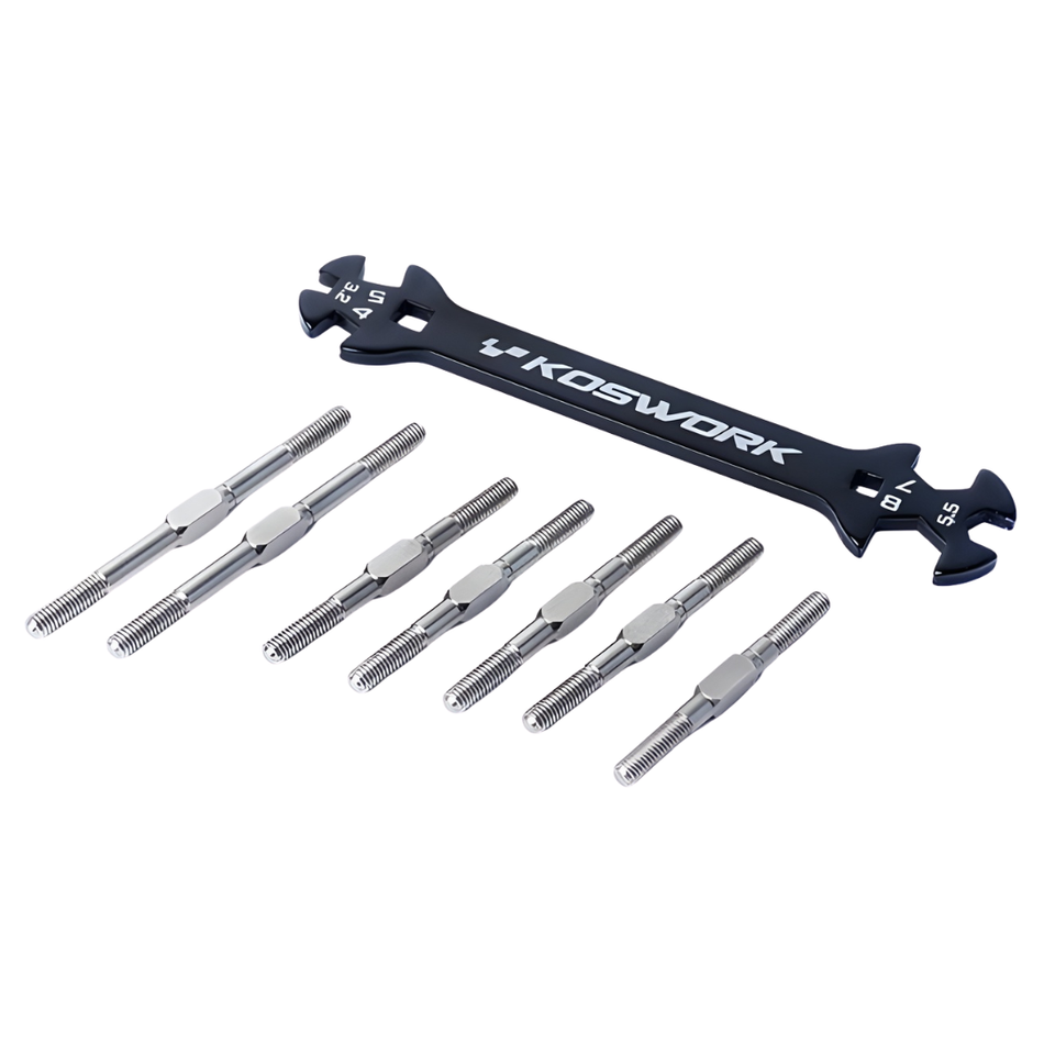 Koswork Steel Turnbuckle Set 7pcs Wrench Kyosho Mid Turbo Optima Ultima KOS04301