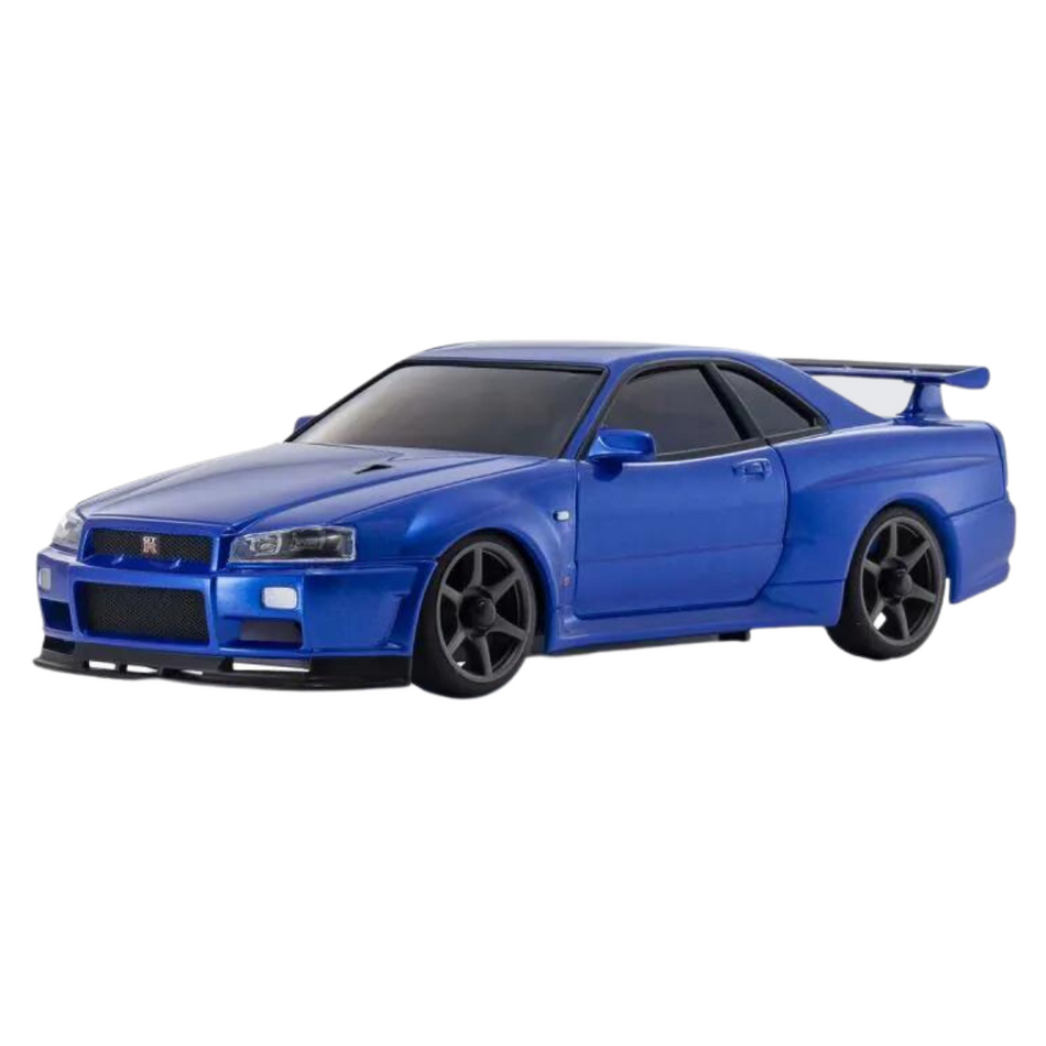 Kyosho Nissan Skyline GT-R R34 V.SPEC II NUR Blue AWD RTR RC Car 1/24 Mini-Z 32629MB