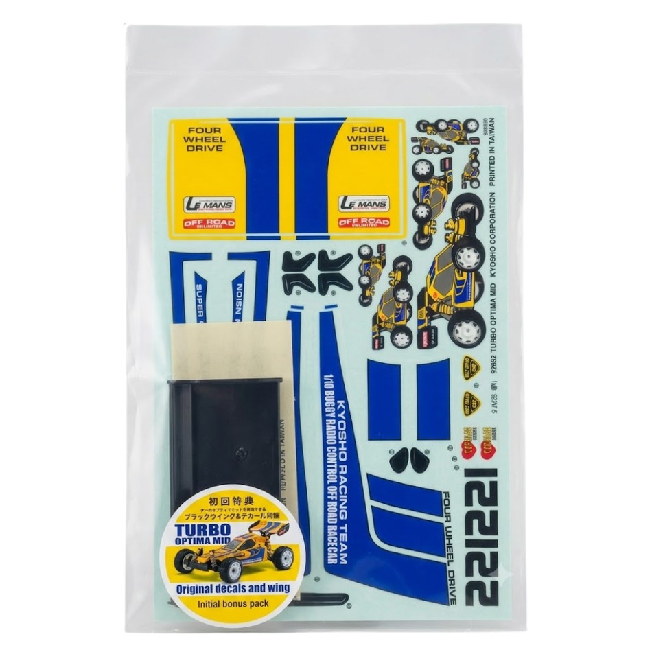 Kyosho Turbo Optima Mid Decals Stickers Wing Bonus Pack 1/10 OZRC