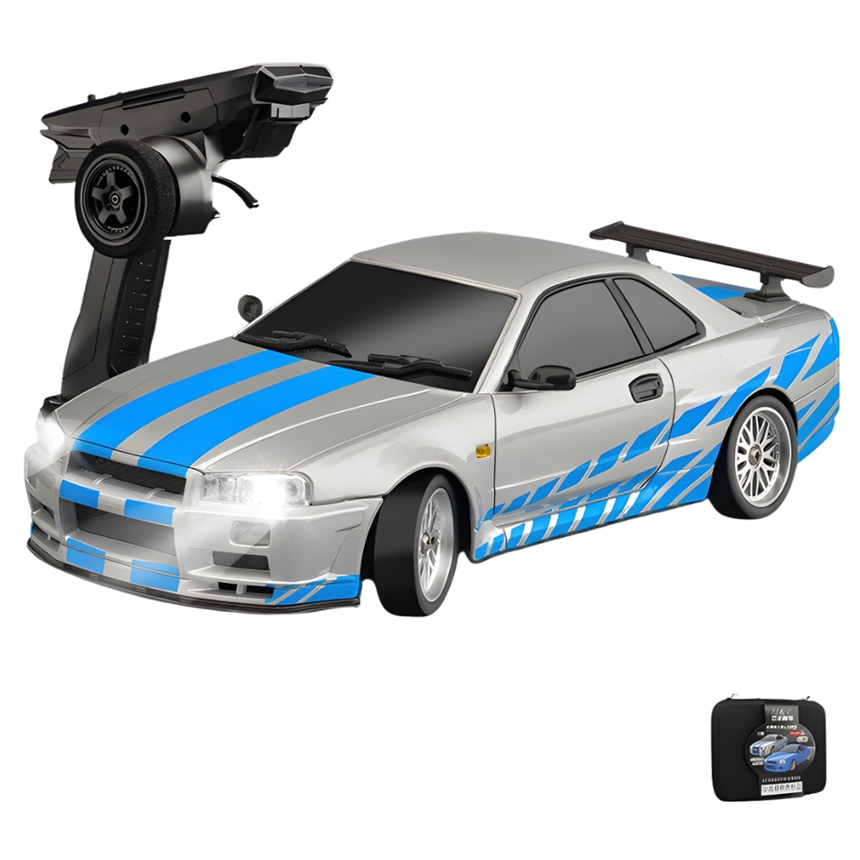 LDRC 1899 R34 GTR Drift Car RTR Gyro Silver 1/18 LDRC-1899-S