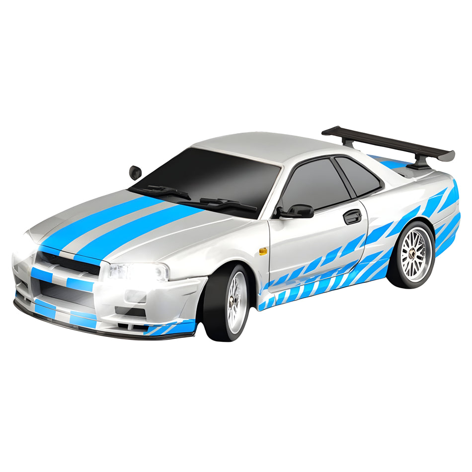 LDRC 1899BU Nissan R34 GTR 1/18 RWD Drift Car RTR w/ Gyro (Silver) LDRC-1899-BU