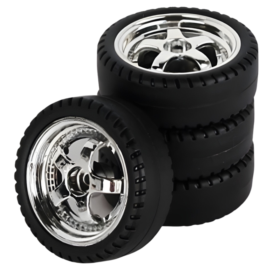LDRC Drift Tyres MTD 5 Spoke Silver Wheels 4pc Set LA0046A