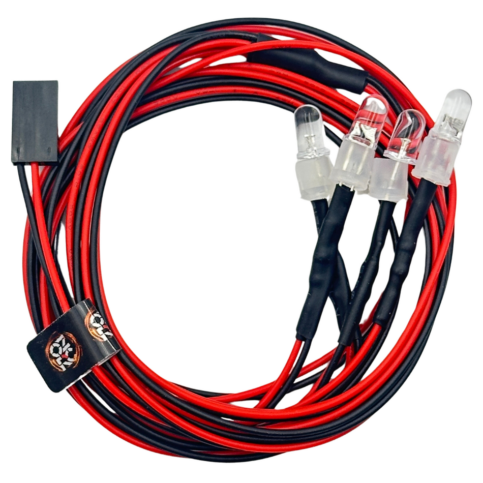 LED Light Kit 2-White 2-Red 5mm 5-9v Futaba JR Connector 70cm