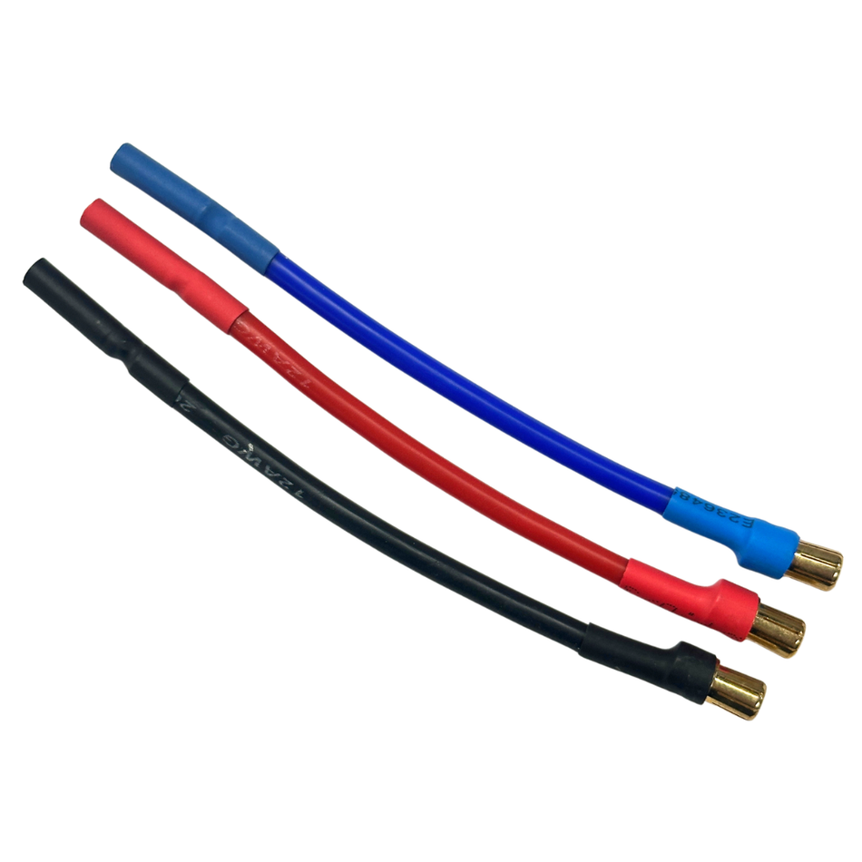 LONG 4mm Female to 6.5mm Male Brushless Motor Bullets Wire 10cm (3 pack)