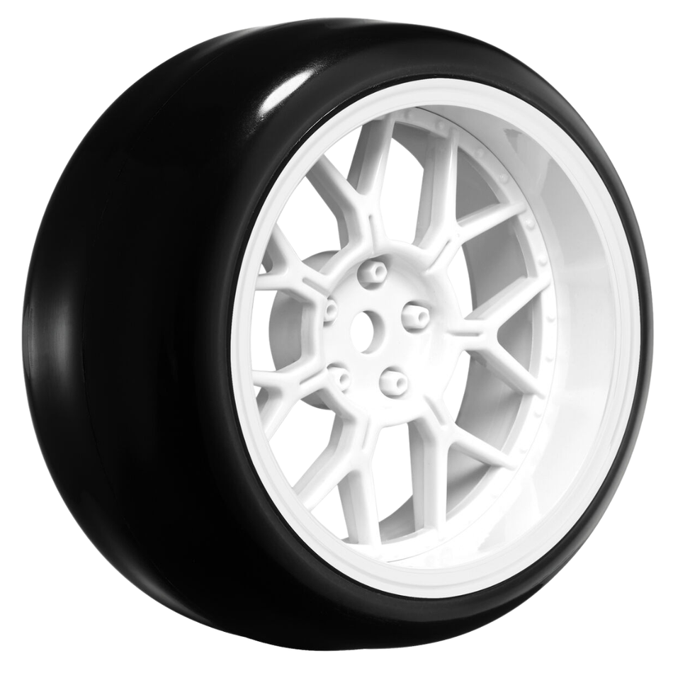 LOUISE WORLD 14 Spoke Gloss White Pre-Mounted Rim Tyre Set 12mm Hex 4pc LNHA564T
