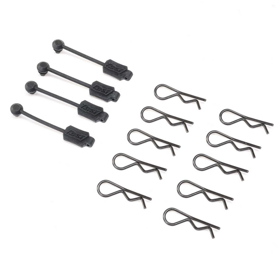 Losi Black Body Pins with Clip Retainers for Promoto-MX RC Bike (10 Pieces) LOS266000