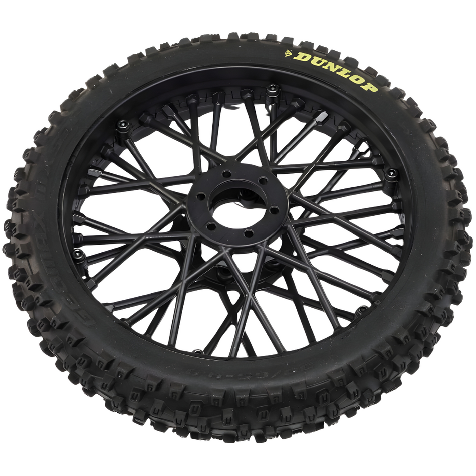Losi Dunlop MX53 Front Tyre Mounted with Black Wheel, ProMoto-MX 46004