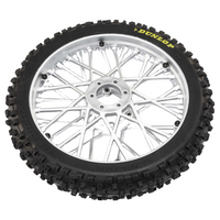 Losi Dunlop MX53 Front Tyre Mounted with Chrome Wheel, ProMoto-MX 46006