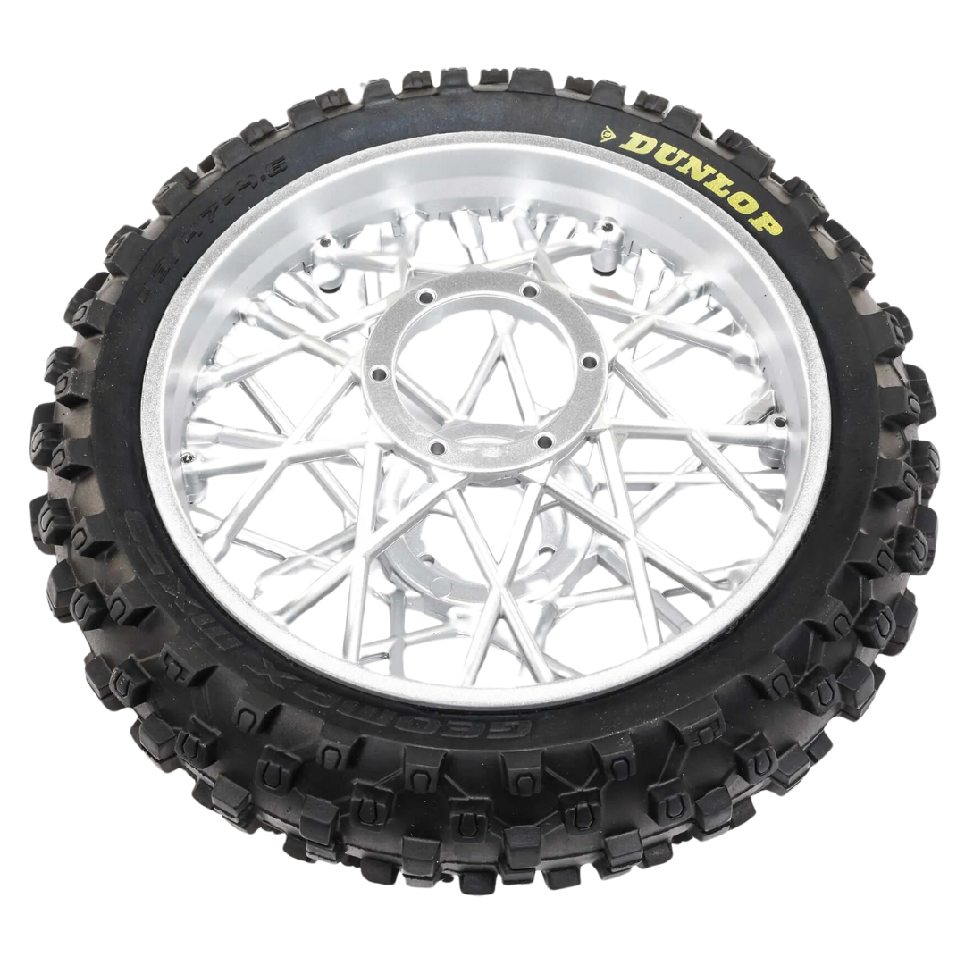 Losi Dunlop MX53 Rear Tyre Mounted with Chrome Wheel, ProMoto-MX 46007 ...