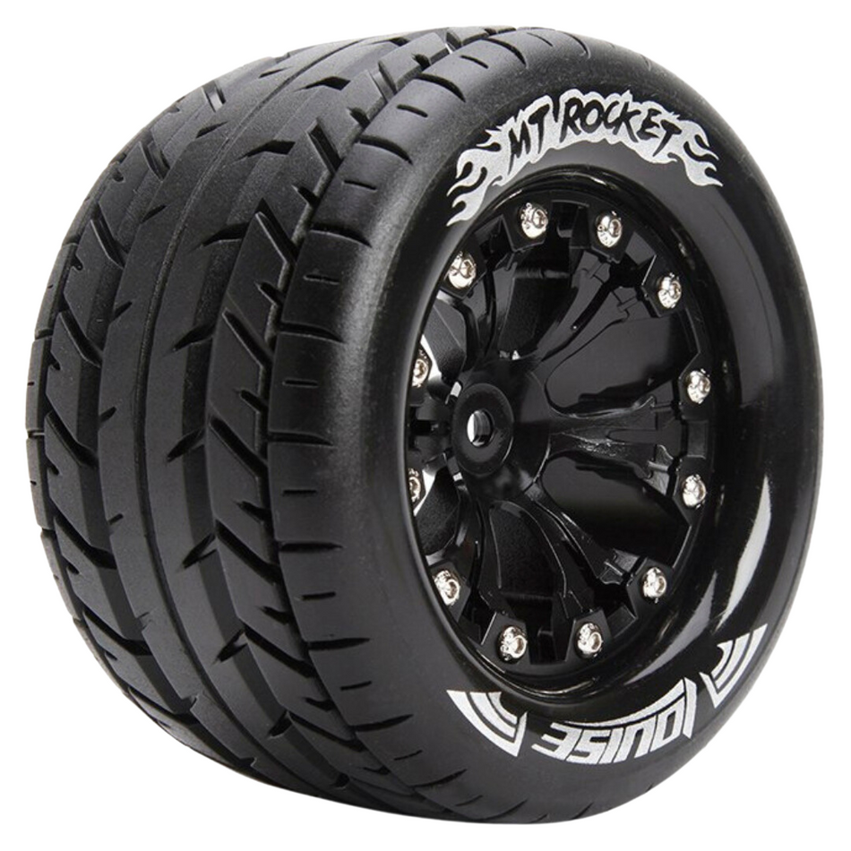 Louise 2.8" MT-Rocket 1/10 Monster Truck Tyres On Black Rims 1/2 Offset (2pc) L-T3201BH