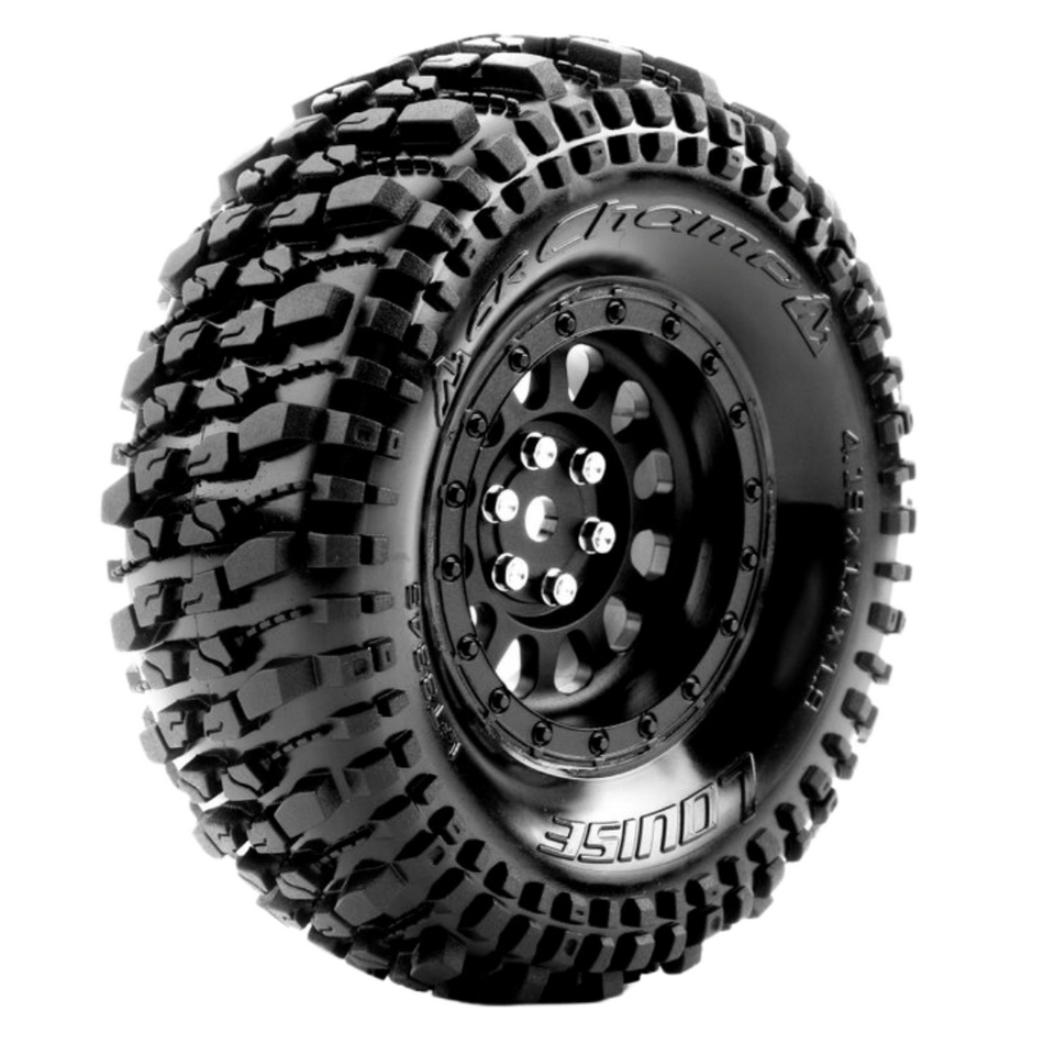 Louise CR Champ 1.9" Crawler Wheel & Tyres Soft 12mm Hex Chrome Black LT3345VBC