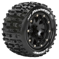 Louise 2.8 MT Pioneer 1/10 Monster Truck Tyres on Black Rims 1/2 Offset L-T3202BH