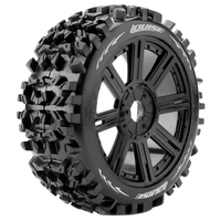 Louise RC B Pioneer 1/8 Buggy Tyre Set Mounted Soft Black Spoke Wheels L-T3130SB