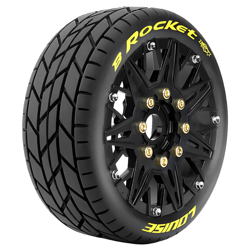 Louise RC B-ROCKET 1/8 Buggy Wheel & Tyre Set Black Removable Hex LT-3362SB