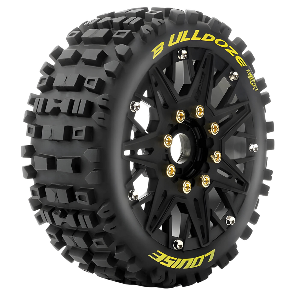 Louise RC B-ULLDOZE 1/8 Buggy Wheel & Tyre Set Black Removable Hex L-T3365SB