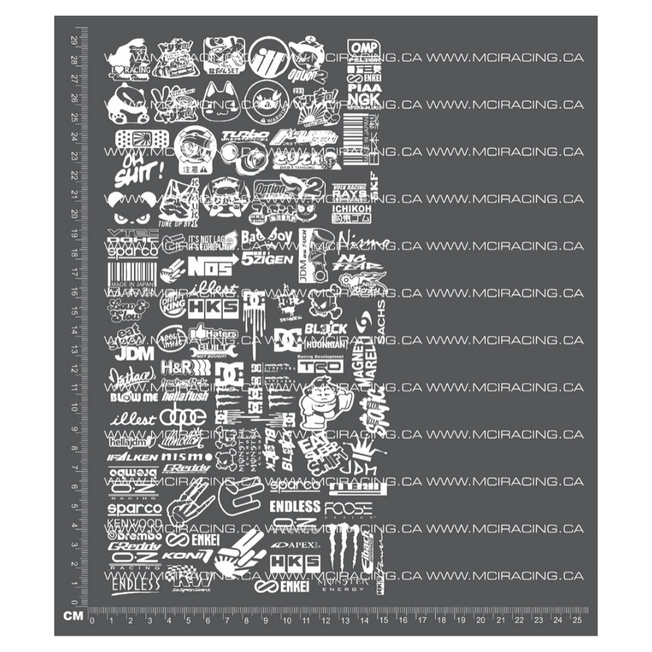 MCI Racing Drifting Sponsor Decals Sheet 2 1/10 Clear Vinyl RC Stickers