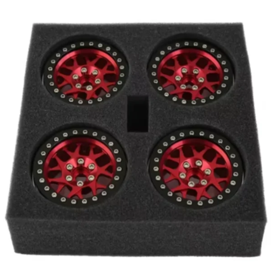 OZRC 2.2 in CNC Aluminium Beadlock Wheel Rim 1/10 RC Crawler TRX4 SCX10 Red/Blk