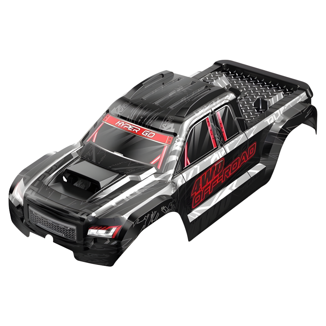 Shell Monster Turck MJX Hyper Go 1/10th RC Monster Truck Body Shell Black Pre Painted 1030 ...