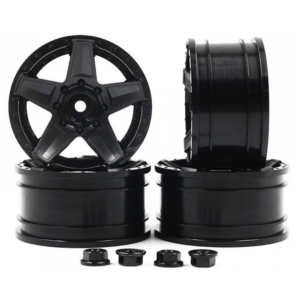 MST 1.9" RC Rock Crawler Wheels 1/10 Black 648 (4pcs) +5 Offset 832072BK