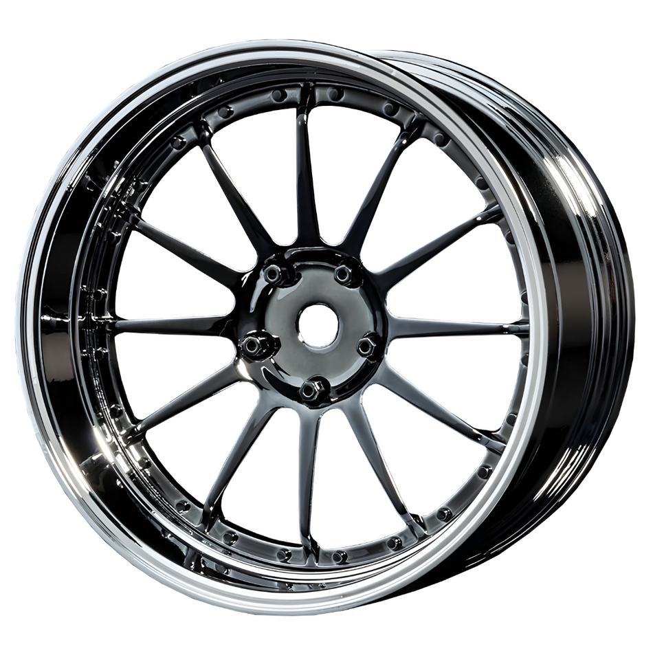 MST 21 Silver/Black Offset Changeable 1/10 Drift Wheel Set S-SSBK 832105SBK