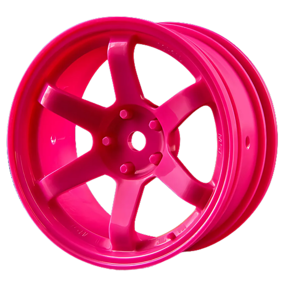 MST TE37 High Traction RC Drift Wheel +5 Offset Pair Hot Pink 832301HP