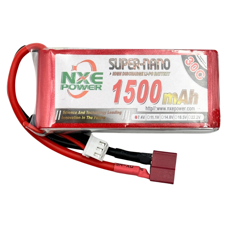 NXE Power 1500mAh 2S 7.4V 30C LiPo Battery Deans NXE1500SC302SDEAN