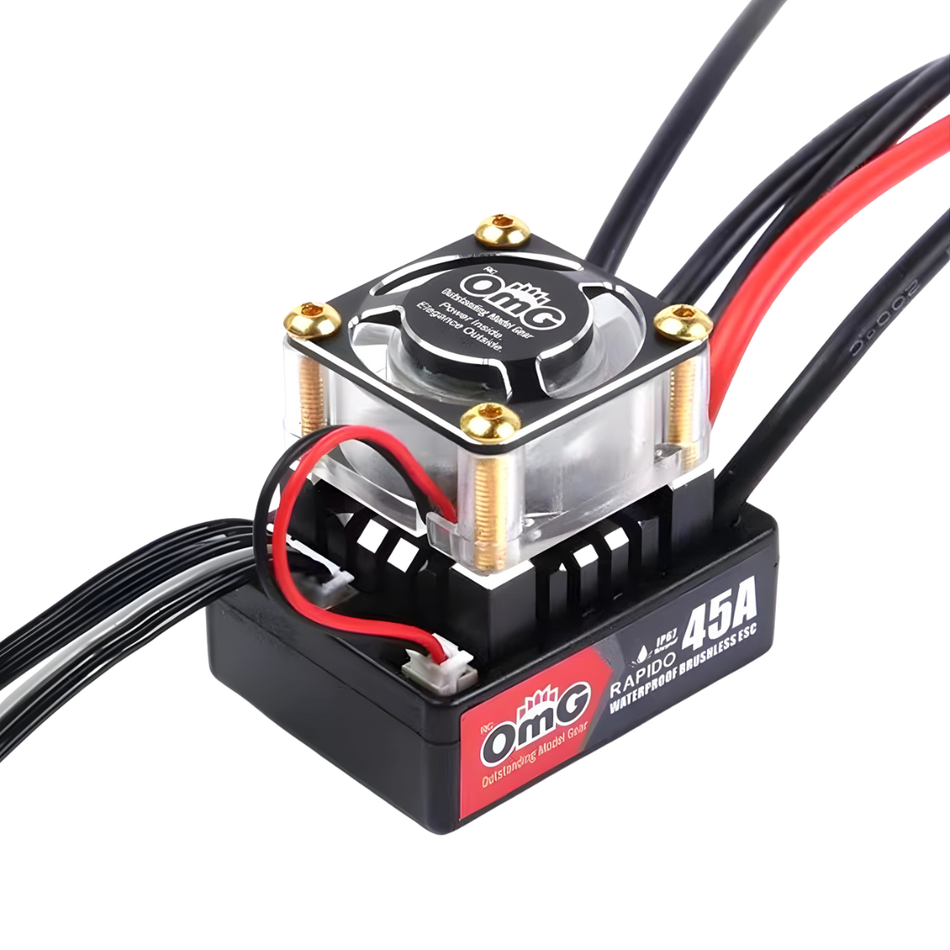 OMG Rapido 45A Brushless ESC Black For 1/10 1/16 1/18 RC Cars OMG-RAPIDO-45A
