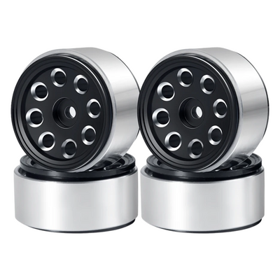 OZRC 1.0in Metal Beadlock Wheel Rims for SCX24 TRX4M 1/24 1/18 Crawler (Black 8) 4pcs