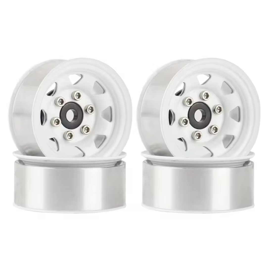 Metal Rc Rims OZRC 1.55 White Metal Beadlock Wheel Rim 1/10 RC Crawler Axial Traxxas