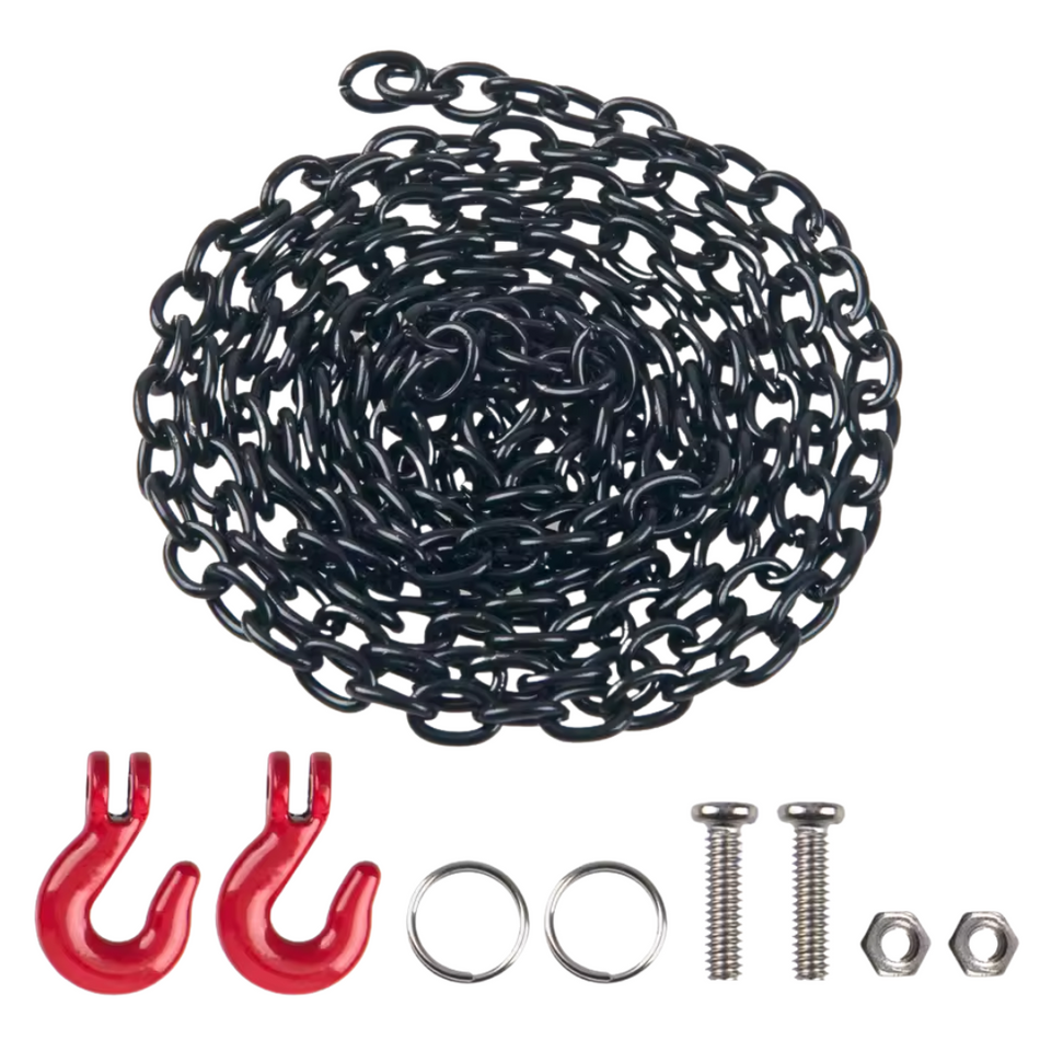 OZRC 100cm Mini Metal Trailer Chain with Hook for 1/10 RC Crawler Black Red