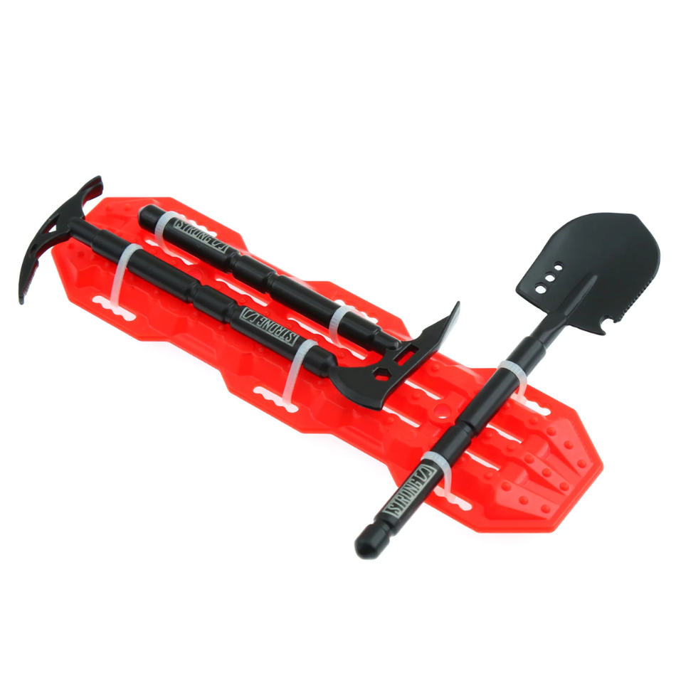 OZRC 1/10 Recovery Track Shovel Pick and Axe Set for RC Crawler Red