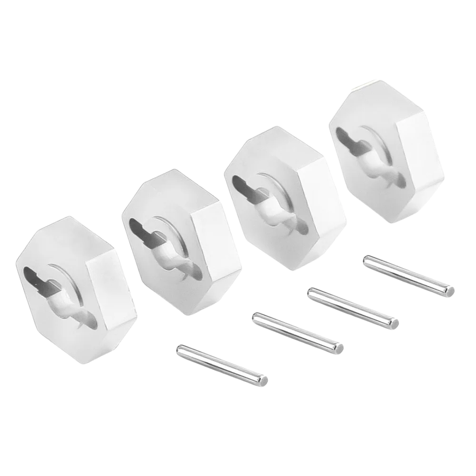 OZRC 12mm Metal Wheel Hex Hubs with Axle Pins Silver for Traxxas Slash 4WD 4pcs