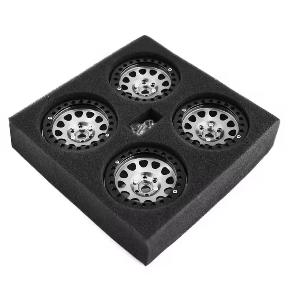 OZRC 2.2 in CNC Aluminium Beadlock Wheel Rim 1/10 RC Crawler TRX4 SCX10 Sil/Blk