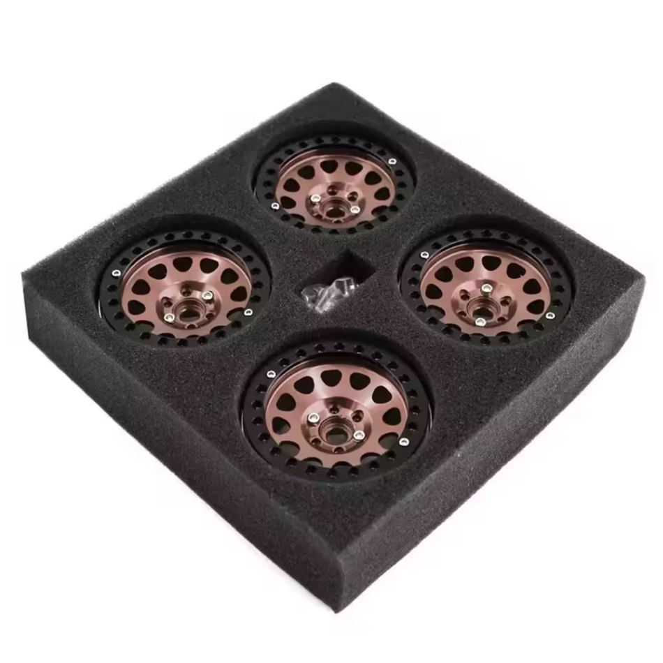 OZRC 2.2 in CNC Aluminium Beadlock Wheel Rim 1/10 RC Crawler TRX4 SCX10 Gld/Blk