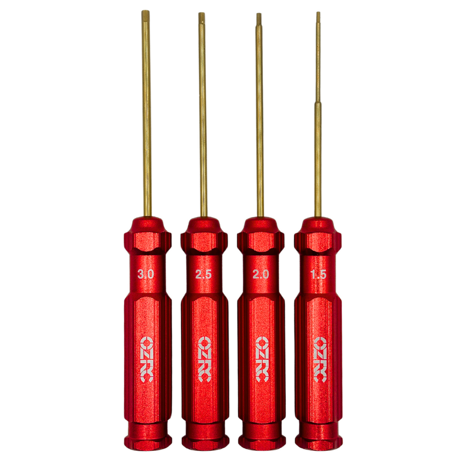 OZRC 4pc Alloy Tools Kit Set Hex Drivers 1.5mm 2mm 2.5mm 3mm RC Car (Red Edition)