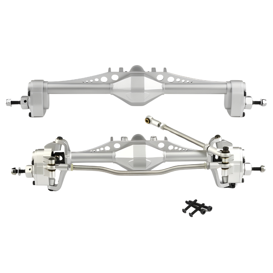 OZRC Complete Alloy Front Rear Axles for Axial Capra 1/10 Rock Crawler Silver 2pcs