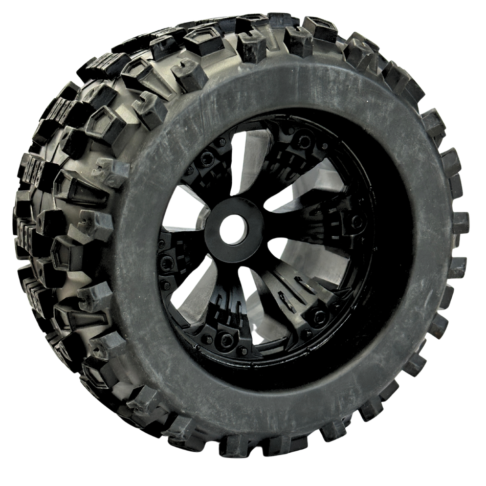 OZRC Beast-Value 1/8 Monster Truck Tyres 160x100mm 17mm Hex .5in Offset Black 2Pcs