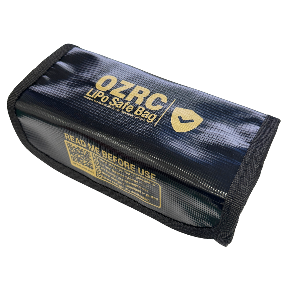 OZRC LiPo Safe Bag V3 185x75x60mm Battery Storage Black Yellow 2027 Edition