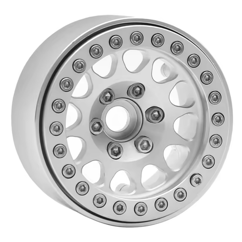 OZRC Metal 1.9 Beadlock Wheel Rim Hub 12mm Hex for 1/10 Traxxas Enduro Axial FMS Silver