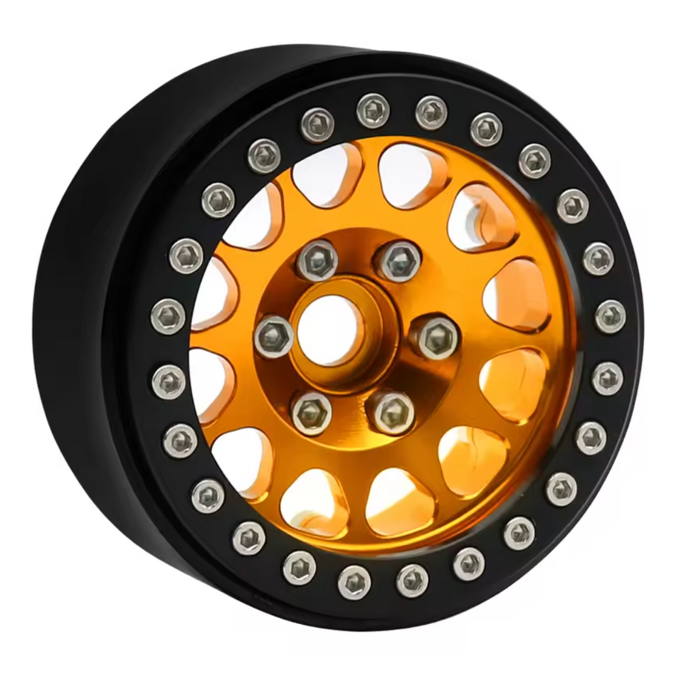 OZRC Metal 1.9 Beadlock Wheel Rim Hub 12mm Hex for 1/10 Traxxas Enduro Axial FMS Orange/Black