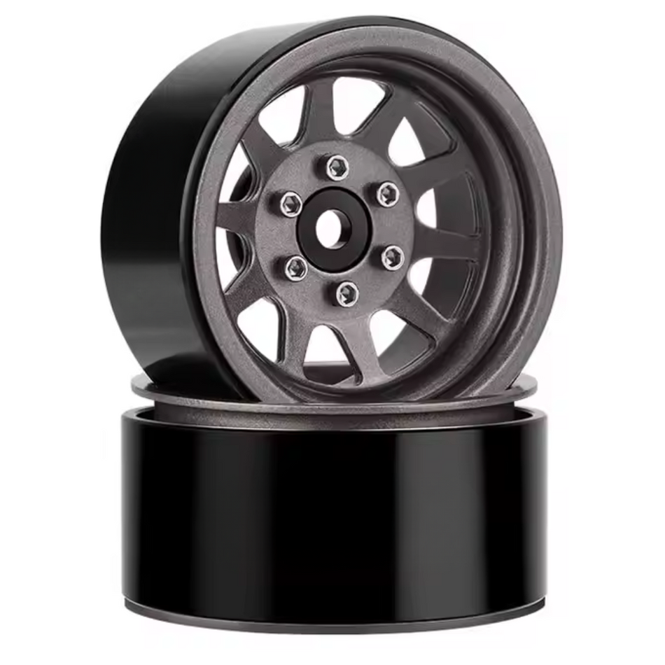 OZRC Metal 1.9 Beadlock Wheel Rim Hub 12mm Hex for 1/10 Traxxas Enduro Axial FMS Black v2