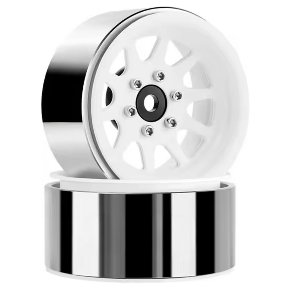 OZRC Metal 1.9 Beadlock Wheel Rim Hub 12mm Hex for 1/10 Traxxas Enduro Axial FMS White v2