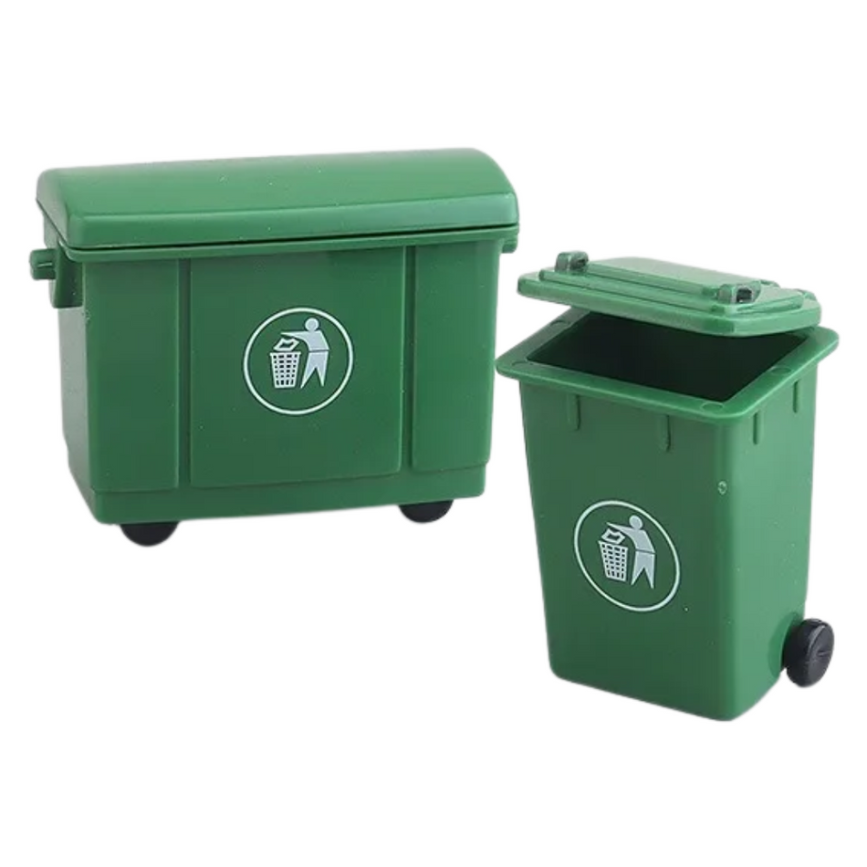 OZRC Mini Sanitation Trash Cans Outdoor Scene Green Bins 1/10 2pcs